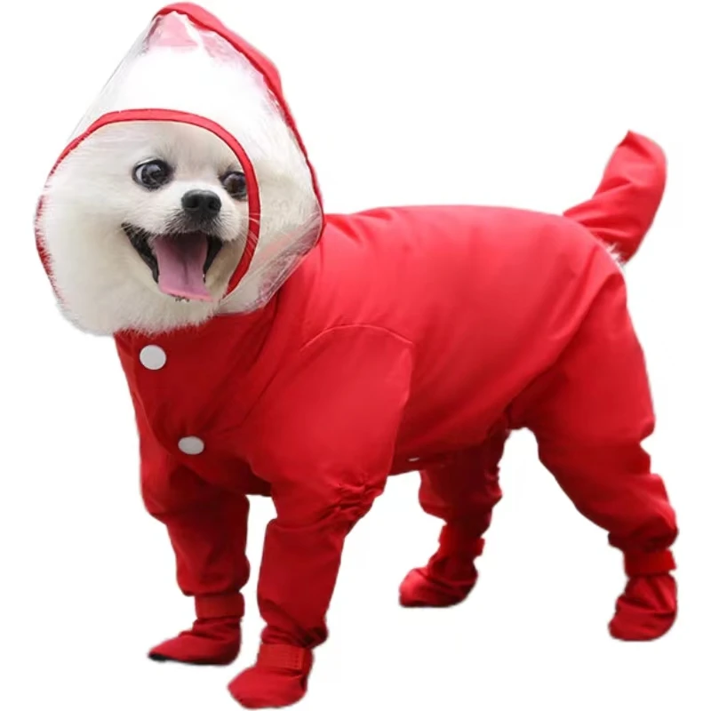 All-inclusive four-legged waterproof raincoat and boots for cats and dogs, outdoor products