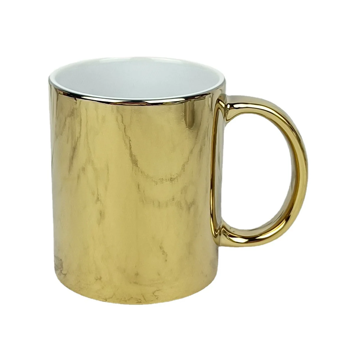 custom Kitchen Supplies white and gold coffee Sublimation mug with gold round handle for sublimation