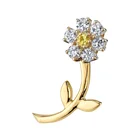 Cz Earring New Statement Jewelry Multicolor Crystal CZ 14k Yellow Gold Diamond Teddy Flower Earring