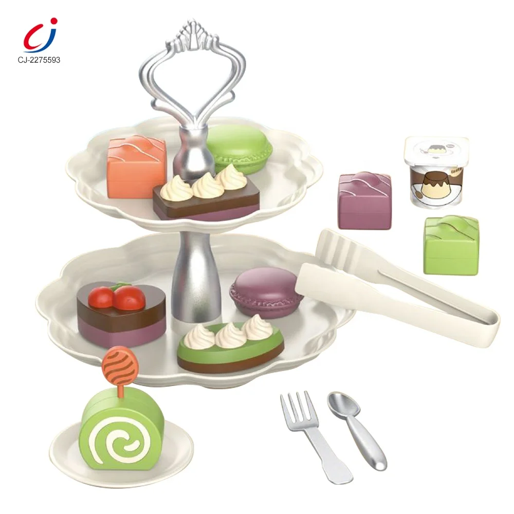 Children role play cake stand diecast afternoon tea cup set toy kids pretend tea party set for little girls toy