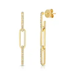 Gold Earrings Earrings Fashion Women Gold High Polished Zircon Chain Link Dangle Earrings 2021