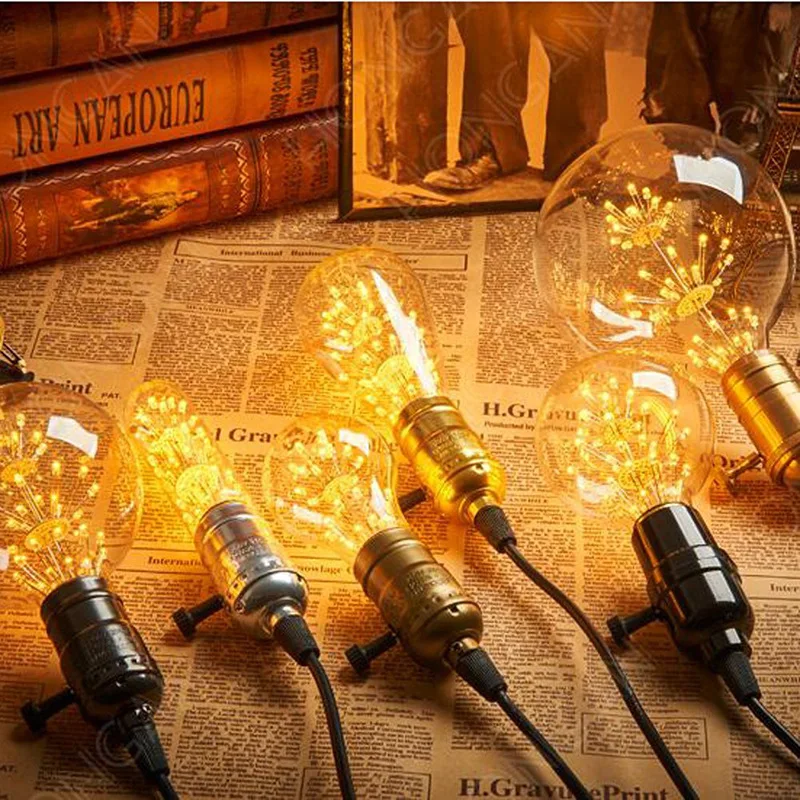 LED Edison Filament Light  Bulb Brown Golden G80 G95 G125 4W 6W 8W Warm White Dimmable E27 AC 220V Dimmer Restaurant Bedroom