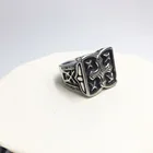 Jewelry Titanium Ring Hip-hop Jewelry Templar Vintage Black Cross Titanium Steel Ring