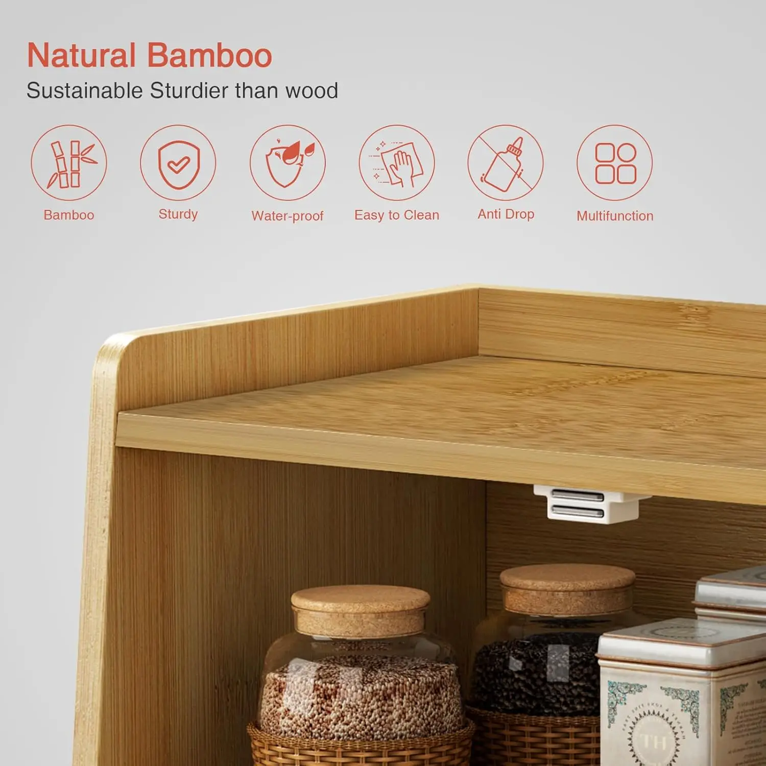 product bamboo bread box vintage wooden kitchen counter organizer storage cabinet for bread coffee spices snacks in bedroom bathroom-12