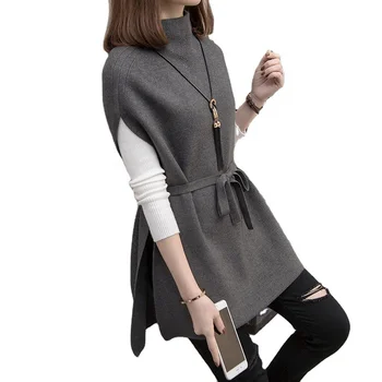 new style Half high neck sweater pullover women loose lazy knitting vest