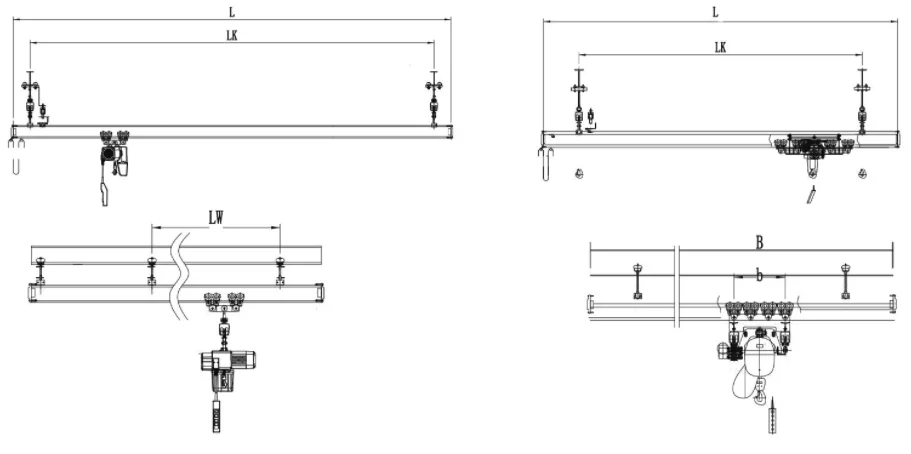Single Girder Light Duty 1t KPK Light Crane Systems with Chain Hoist for Assembly Line