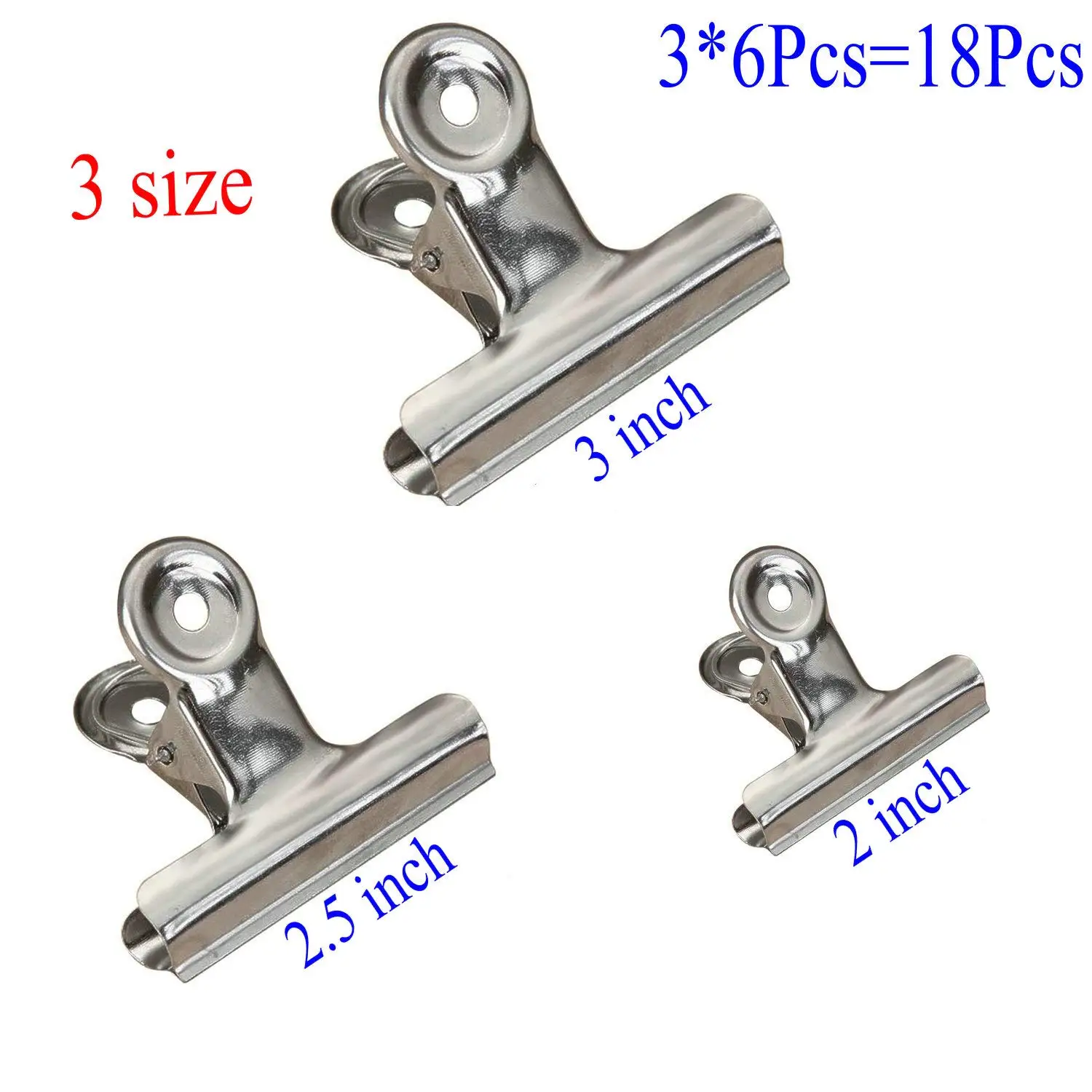 Bag Clips Food Clips 3 Sizes 18 Pack, Heavy Duty Stainless Steel Clips for Bag