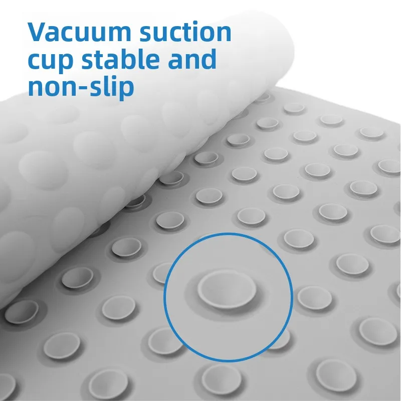 Modern Square Design Silicone Bath Mat Anti-Slip Shower Mat Odorless Eco-Friendly Solid Color Machine Made Suction Cups for supplier