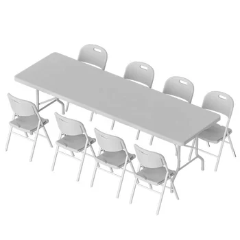 Benjia 8 Foot Banquet Tables Plastic Long Folding Tables