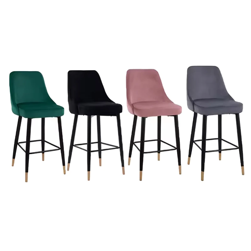 Bar Furniture High Stools Bar Chairs Luxury Velvet Kitchen Dining Restaurant Counter Pub Hotel Cafe Sillas de Bar Stools Chairs