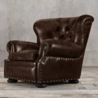 Leather Chair Model Tufted Leather Dark Brown Swivel Rocking Recliner Chair