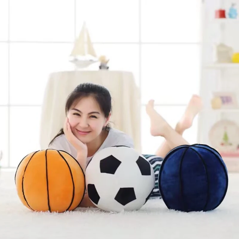 Simulation cloth basketball throw pillow football plush toy soft ball doll hold pillow young children student doll gift