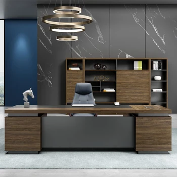 modern office furniture manager walnut wood L shaped ceo executive office desk