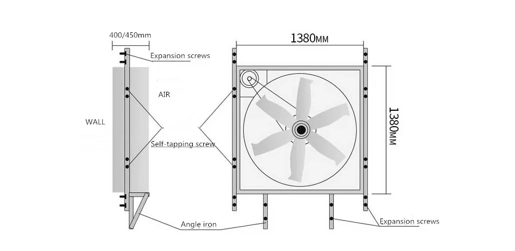 Chicken House Exhaust Fan, 1380mm, Wall, 380V, Axial - detail 32