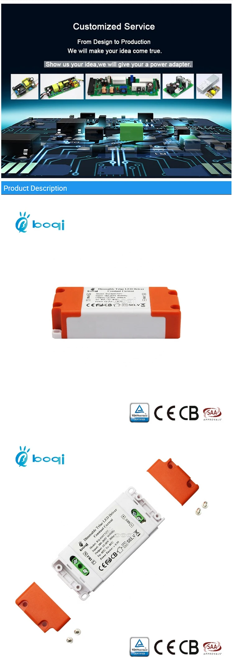 Factory price dimmable led driver 7w trailing edge Constant current 300mA EU standard