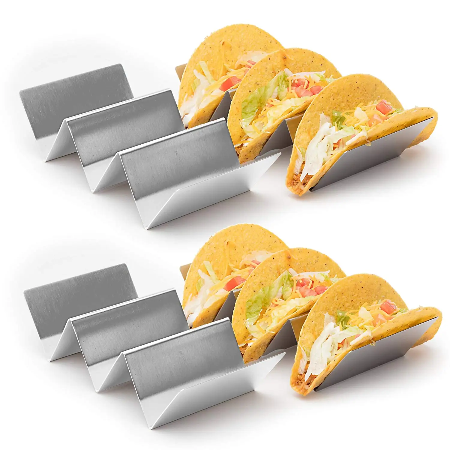Taco Holder Stainless Steel Set of 3 Taco Stand Holds Up to 2 Tacos Each Dishwasher & Oven Safe 