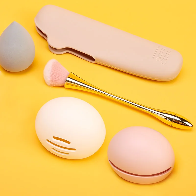 Factory Custom BPA Free Powder Puff Soft Cosmetic Egg Storage Box Make Up Blender Case Silicone Makeup Sponge Holder