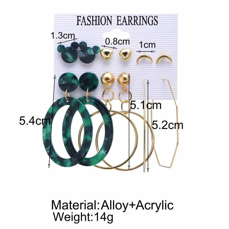 Fashion Jewelry Boho Shell Acrylic Drop Earrings Gold Rattan Dangle Earring Set Boucle For Women girl