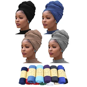 Custom Muslim Hijab Women Ankara Pretied Cotton Turban Hats Islamic Headwraps African Prints Women Edge Scarf Hair Headwraps
