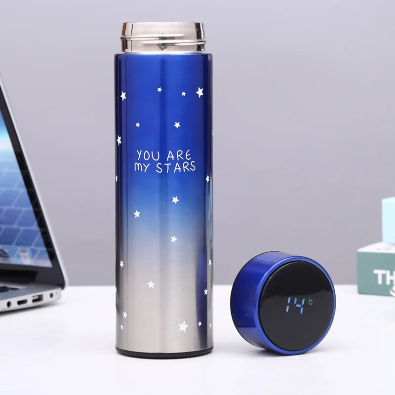 Eco-Friendly Smart Digital Display Water Bottle Modern Design Stainless Steel Vacuum Flask 500ml Capacity