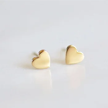 MICCI Wholesale Custom 14K Gold Plated Stainless Steel Small Mini Geometric Triangle Bar Heart Stud Earrings Minimalist Jewelry