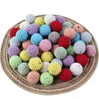 Round Beads Crochet Round Wooden Beads Wholesale 18mm Crochet Ball Nursing Organic Teething Bracelet Beads