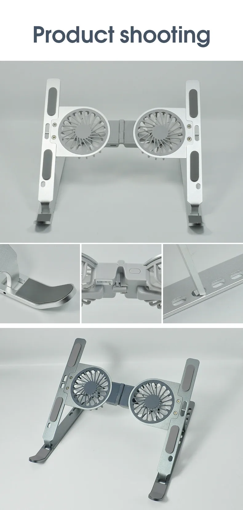 New Laptop Stands Tablet Holder with Fans RGB Light 6 Angles Adjustable Aluminum Foldable Portable Computer Accessories 9