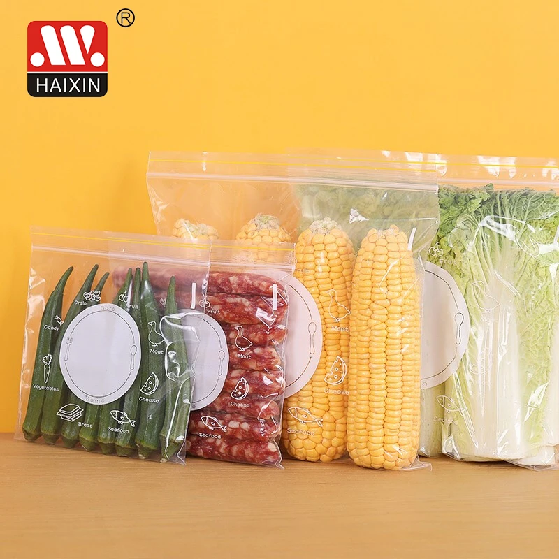 Haixing Plastic Fridge Sealed Bag 15pcs Food Fresh Keeper Self Sealing Bag with Colour  Box Pack