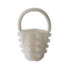 Clutch Beaded New Transparent Bucket Bag Hand-woven Imitation Pearl Clutch Hollow Women's Beaded Bag