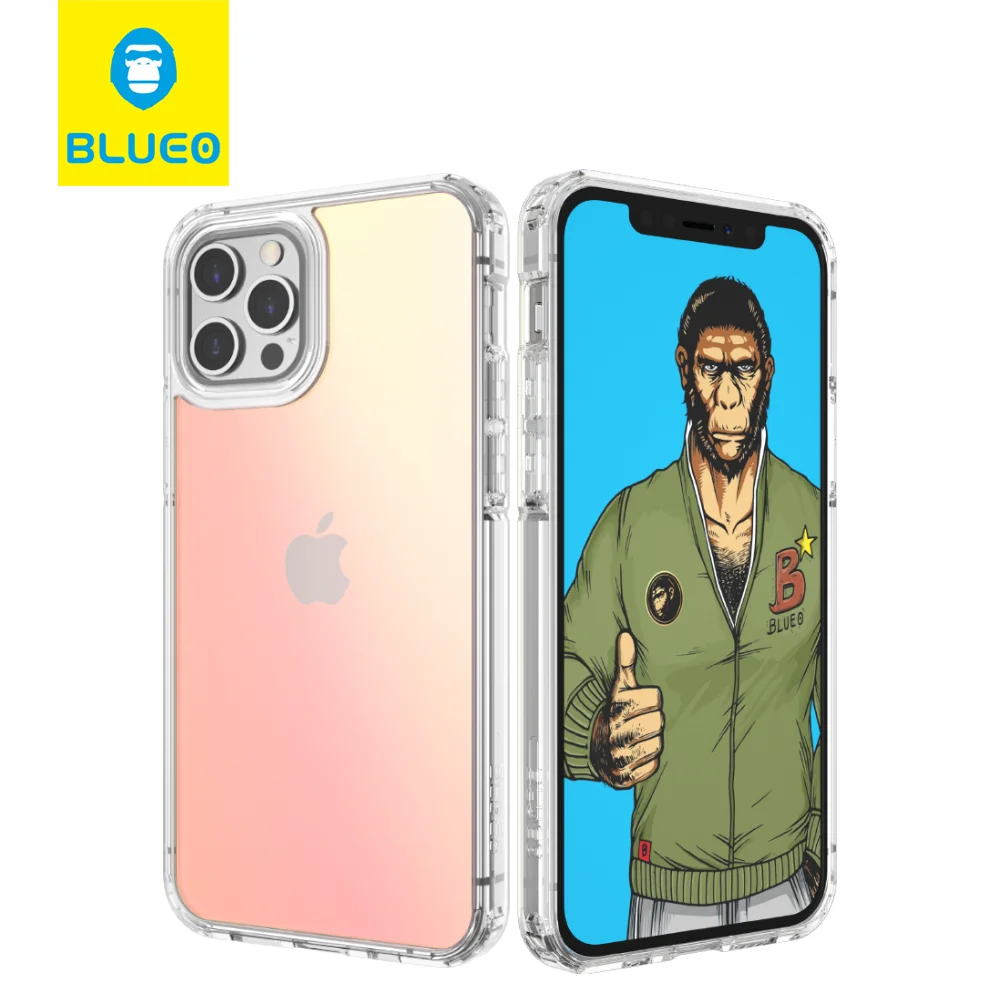 BLUEO New Gradient Ultra Thin Drop Resistance Cell Phone Case TPU PC Shockproof Mobile Phone Cover for iPhone 12 iPhone 13
