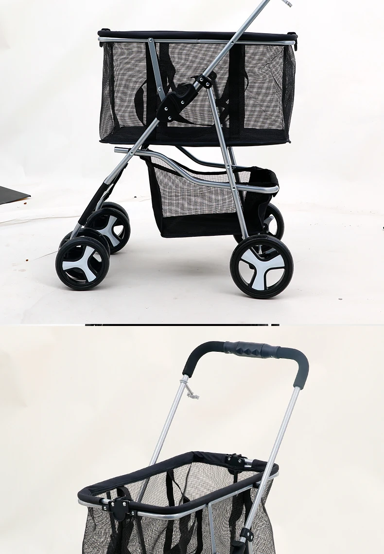 Wholesale Multi-functional Pet Stroller Double-layer Large Space Cat and Dog Cart Quick Pickup Convenient Folding Pet Supplies details