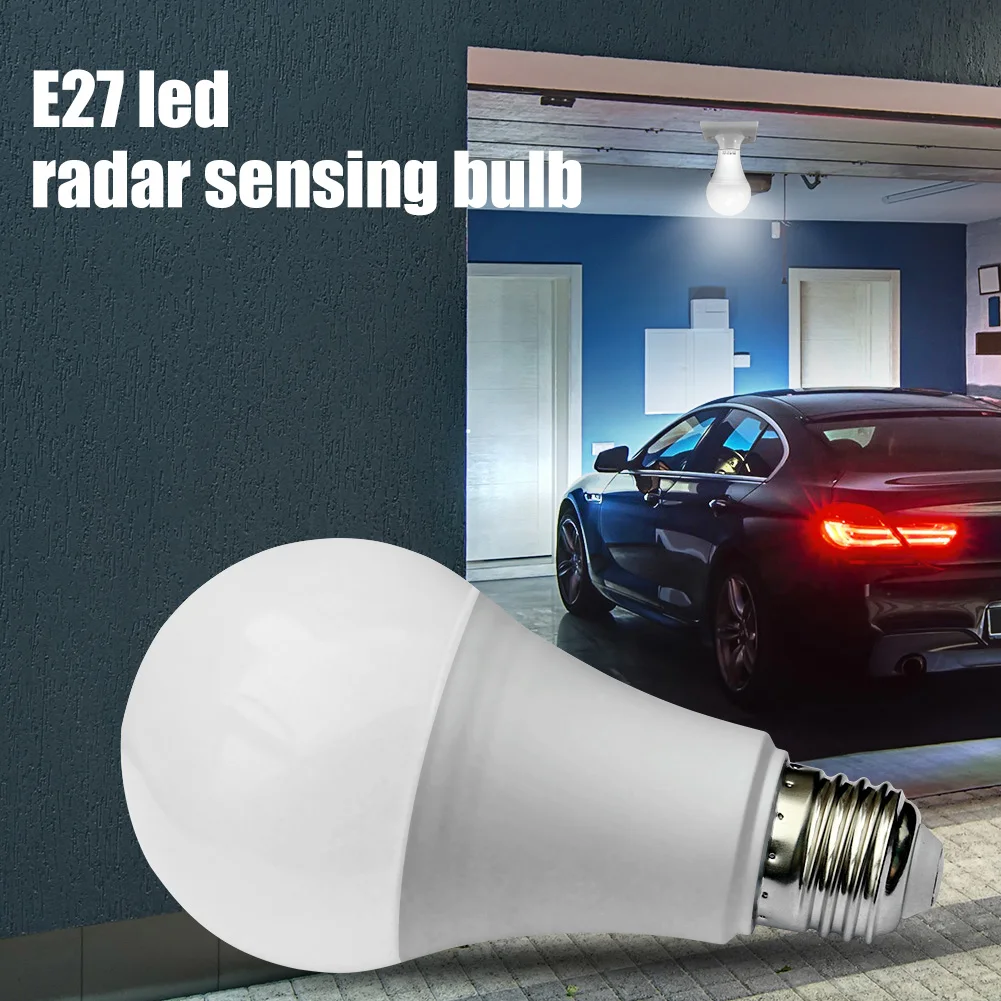 5/7/9/12W E27 LED Radar Bulb SMD5730 85-265V PIR Motion Sensor Courtyard Street White Light Plastic-Coated Smart Lamp Bulb