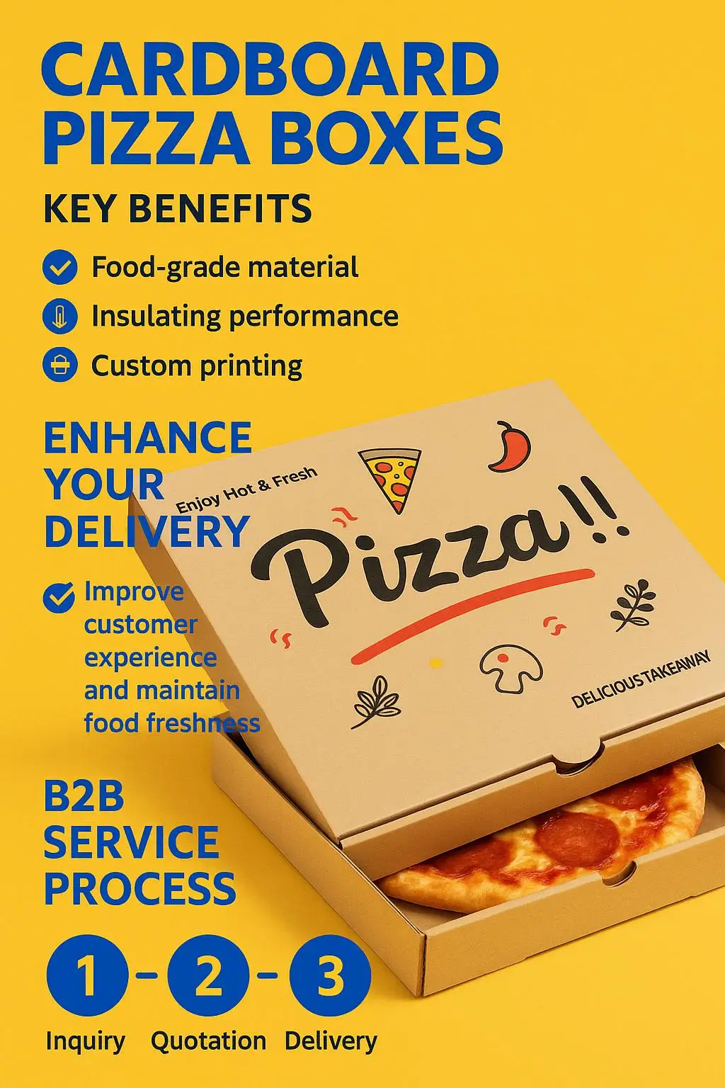 Custom Printed Disposable Kraft Paper Pizza Box for Pizzeria and Takeaway Food Packaging - detail 8