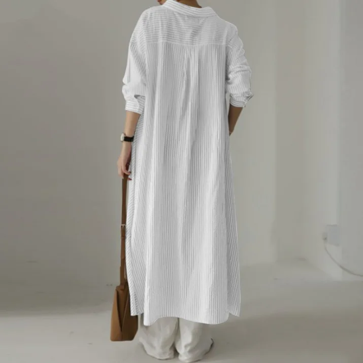 Customize plus size clothes ladies pure natural t-shirt dress maxi linen shirt dress for women