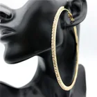 Large Earrings High Quality Rihanna Style Big Large 30mm ~90mm Luxury Full Crystal Rhinestone Hoop Earrings