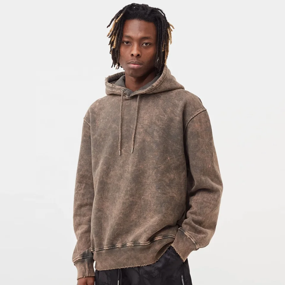 brown acid wash hoodie
