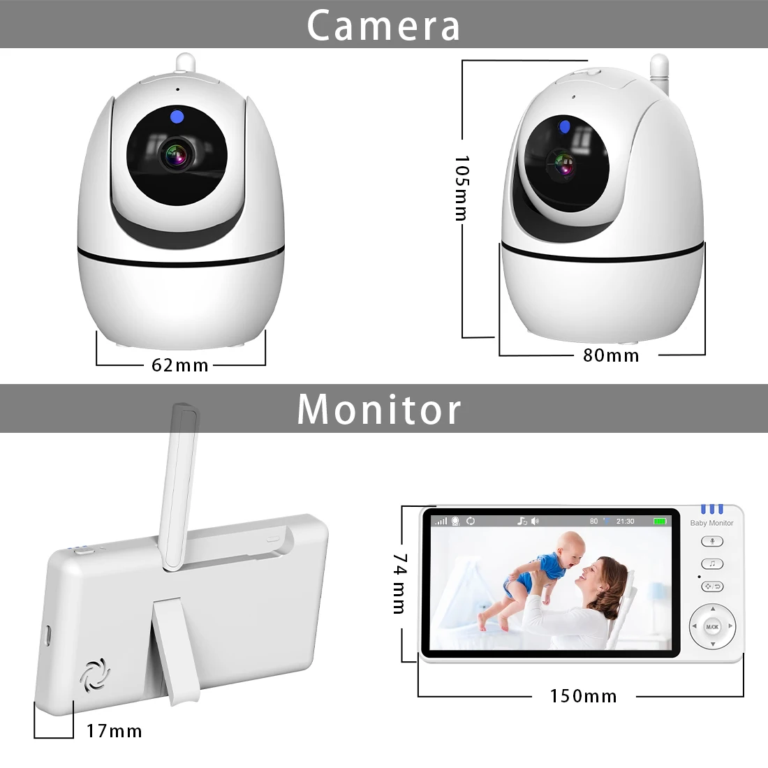 2024 Promotion ABM501 5 inch IPS Baby Monitor Camera 720P with Pan-Tilt Night Vision  Baby Care Products Smart Baby Monitor