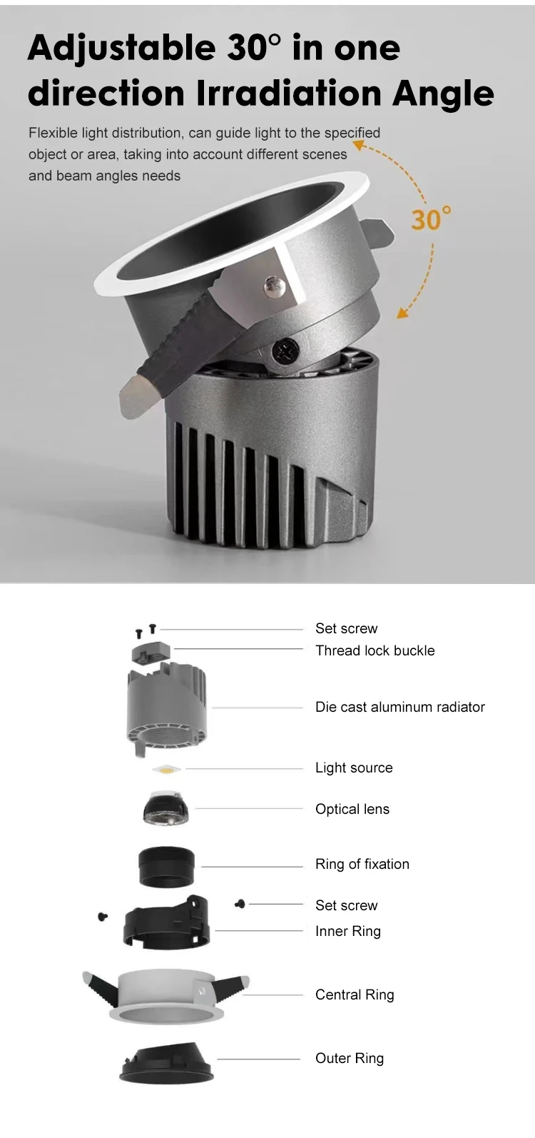 lc100 commercial embedded spotlight ceiling mounted hotel office corridor anti dazzle led downlight-1