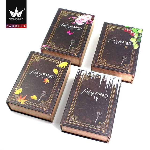 design logo printed paper packaging foldable book shape gift 