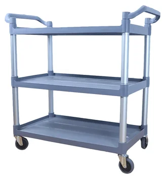 Restaurant Hotel Cleaning Trolley Cart Thickened Plastic 3-layer Trolley Dining Cart Hotel Collection Cart Trolley Delivery Car