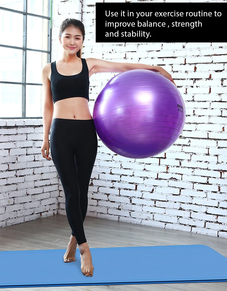 yugland thick non-slip yoga product eco-friendly  custom logo pilates exercise yoga ball with pump