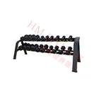 Gym Equipment HM Brand Top Quality Factory Gym Fitness Equipment Black Round Rubber Coated Dumbbell
