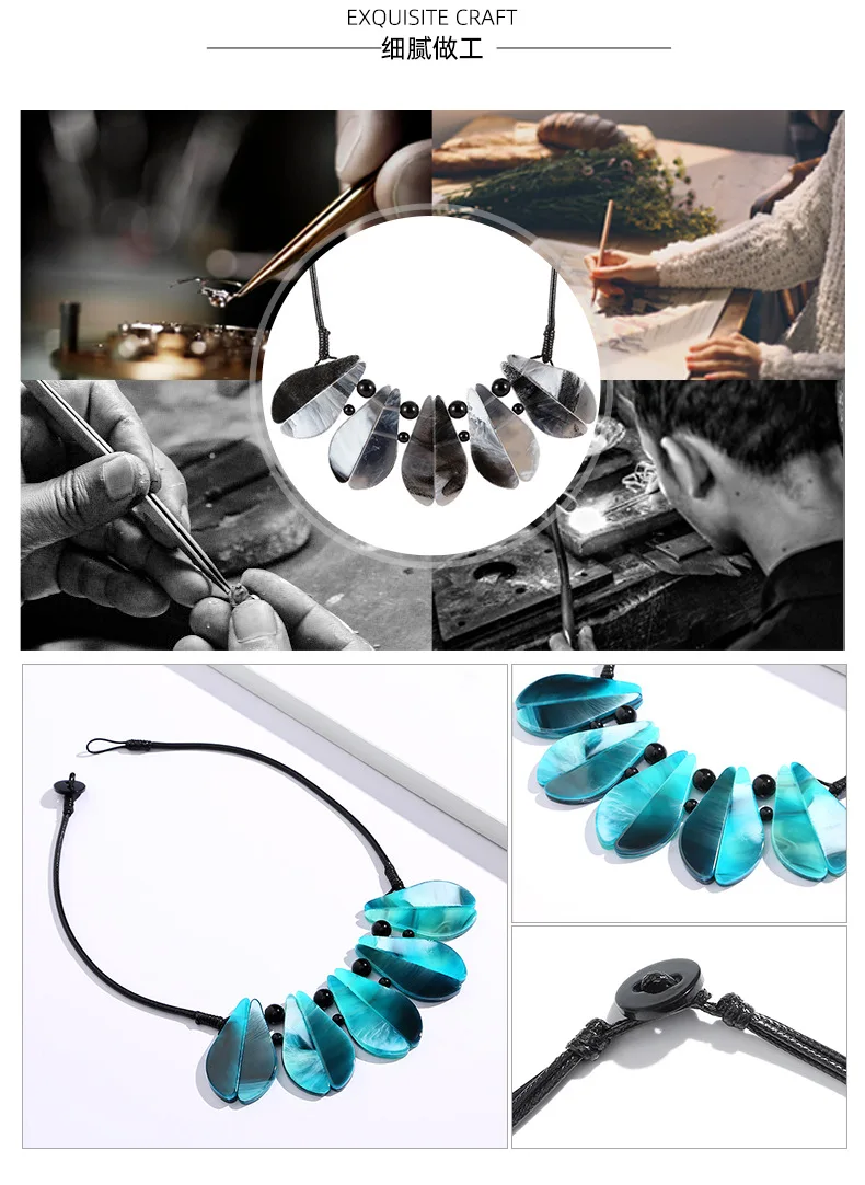 New Design Fashion Women Necklace Jewelry Colorful Acrylic handmade Long Wax Cord Necklace Girls Geometry Necklace.jpg