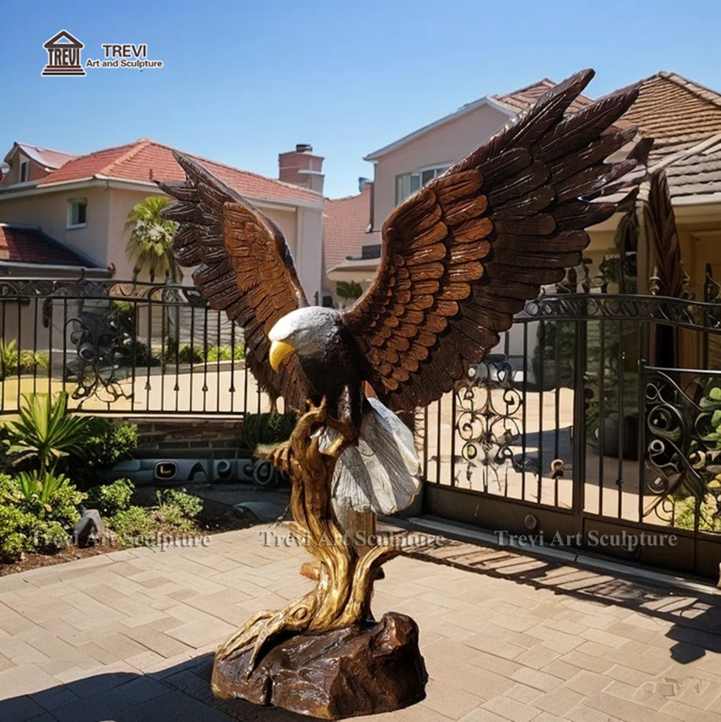 Popular Animal Art Sculpture Garden Outdoor Bronze Metal Eagle Statue for Sale