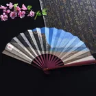 Fan Chinese Characteristic Retro Printing Bamboo Silk Cloth Folding Hand Fan 8-Inch Fan Custom