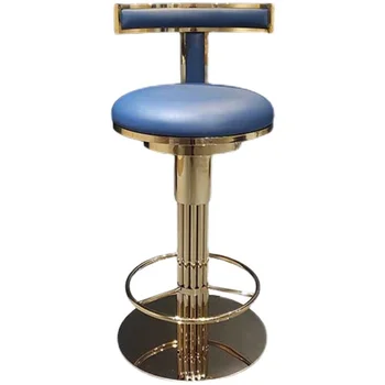 Light luxury Restaurant high Bar Chair Metal Lifting and Swivel Modern Backrest Bar Stools for Negotiate Area
