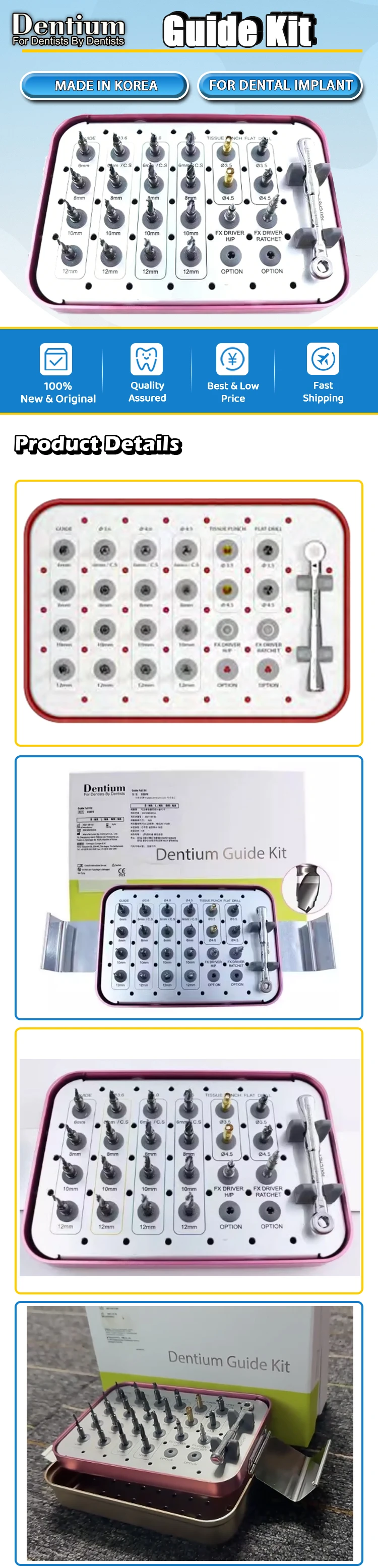 Dentium Guide Kit Dental Implant Advanced Guide Kit Tooth Fixtures Dask Sinus Lift Kit Surgery Drills Stopper Set Approved manufacture