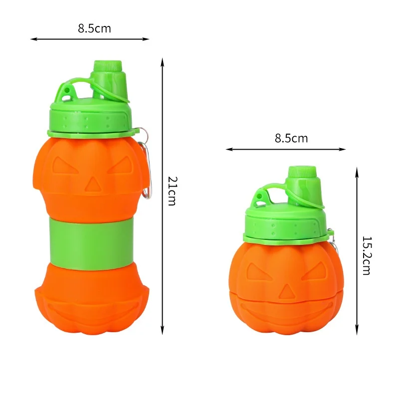 Cute pumpkin shape Folding Silicone Cup Outdoor Sports Travel Kettle Water Bottles portable