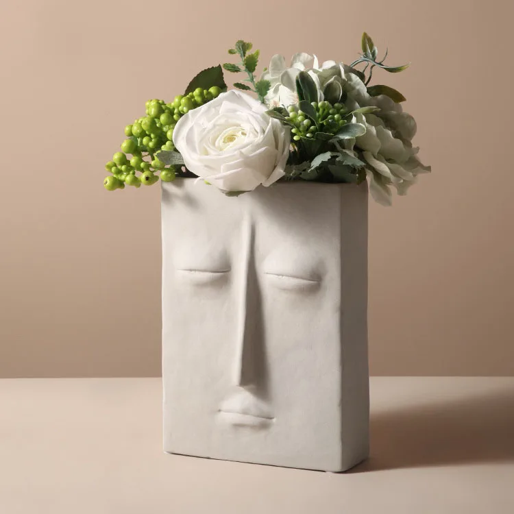 2023 Hot sell Home decor Craft ornament Porcelain Abstract face Creative Modern Flower Vases