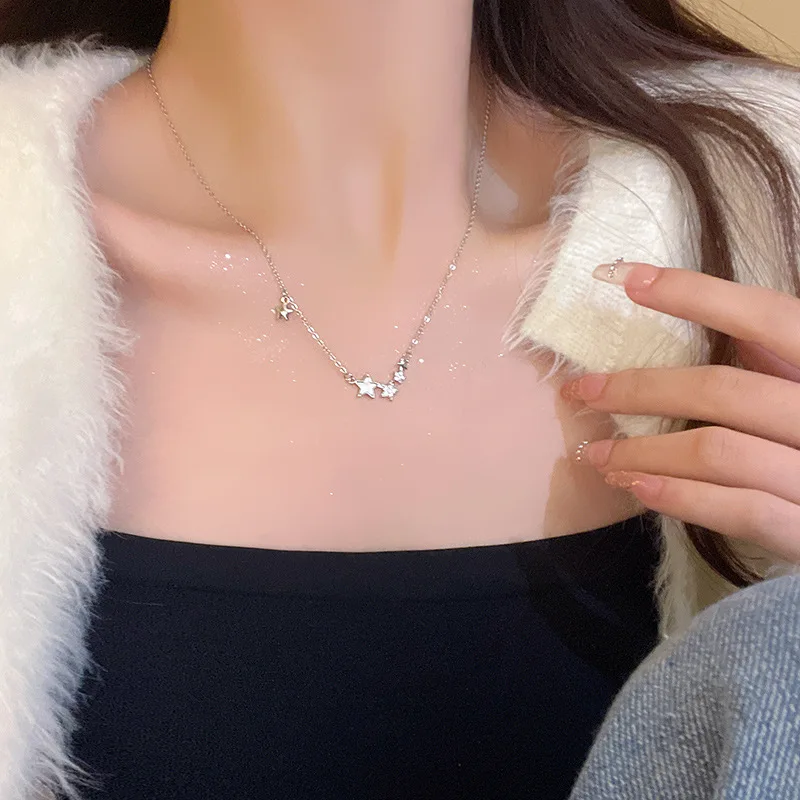 Luxury fashion temperament zircon star titanium steel necklace jewelry